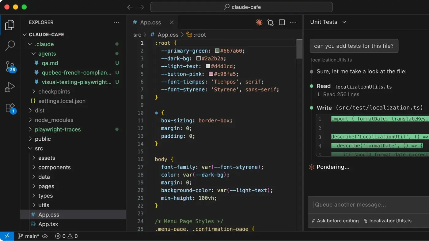 Claude Code überarbeitet Code in der Entwicklungsumgebung